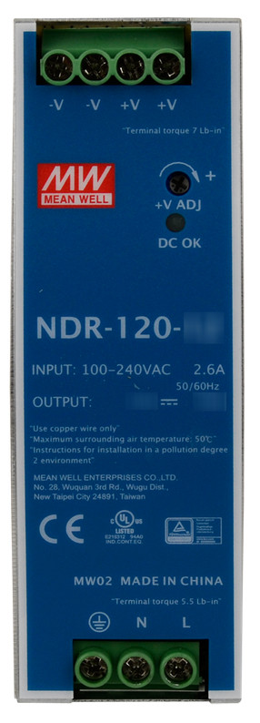 Zasilacz Impulsowy NA Szynę DIN Mean Well NDR-120-48 48V/120W/2.5A - obrazek 2