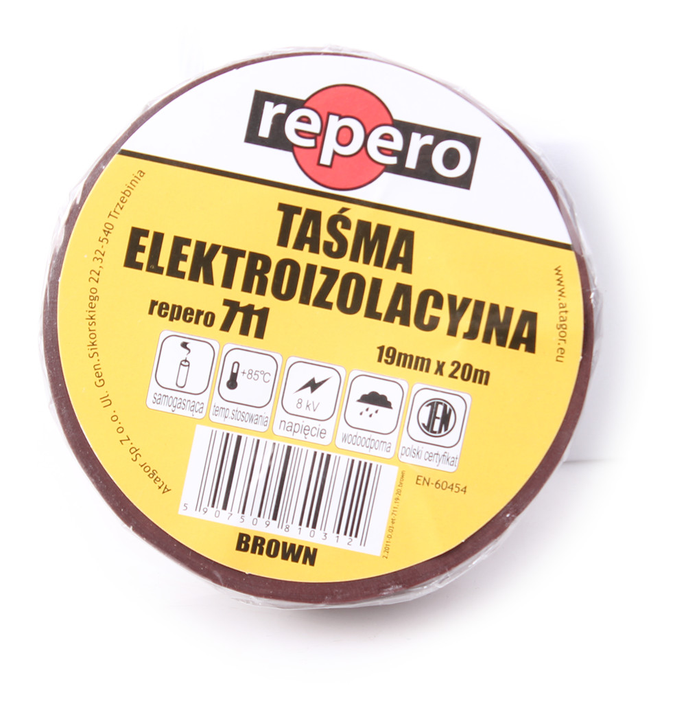 Taśma Izolacyjna Repero 711E Brązowa 19MMX20M - obrazek 2
