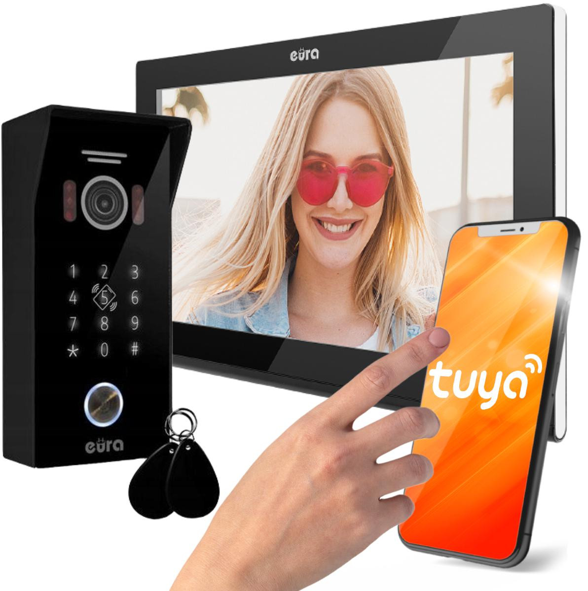 Wideodomofon Eura VDP-99C5 czarny, WiFi, RFID, Tuya