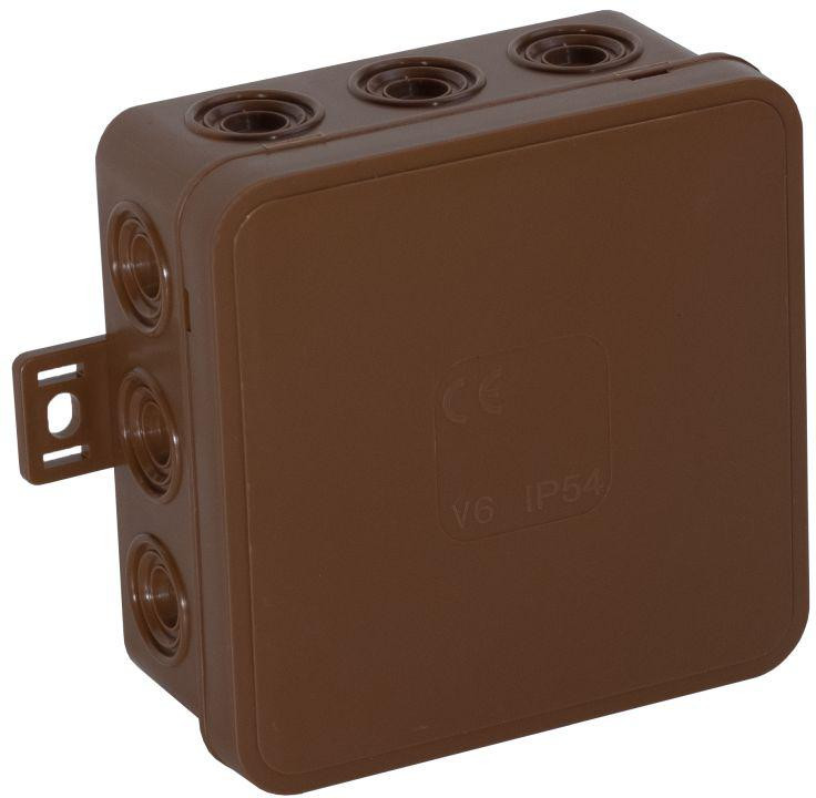 Puszka natynkowa pusta 12 wlotów Viplast V7 klik Brązowa IP54 100x100x41mm 037-02