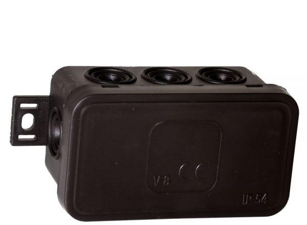 Puszka natynkowa pusta 8 wlotów Viplast V8 klik Czarna IP54 80x45x41mm 038-05