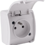 Gniazdo natynkowe pojedyncze z uziemieniem, z klapką Viplast Koala Białe IP44 161-01