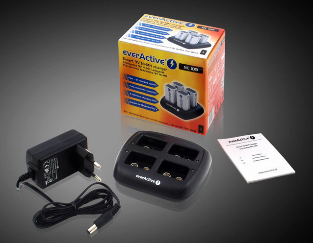 Ładowarka do akumulatorków 6F22 / HR22 / 9V everActive NC-109 - obrazek 2