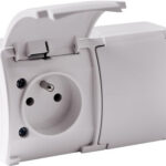 Gniazdo natynkowe podwójne z uziemieniem, z klapką Viplast Koala Białe IP44 162-01